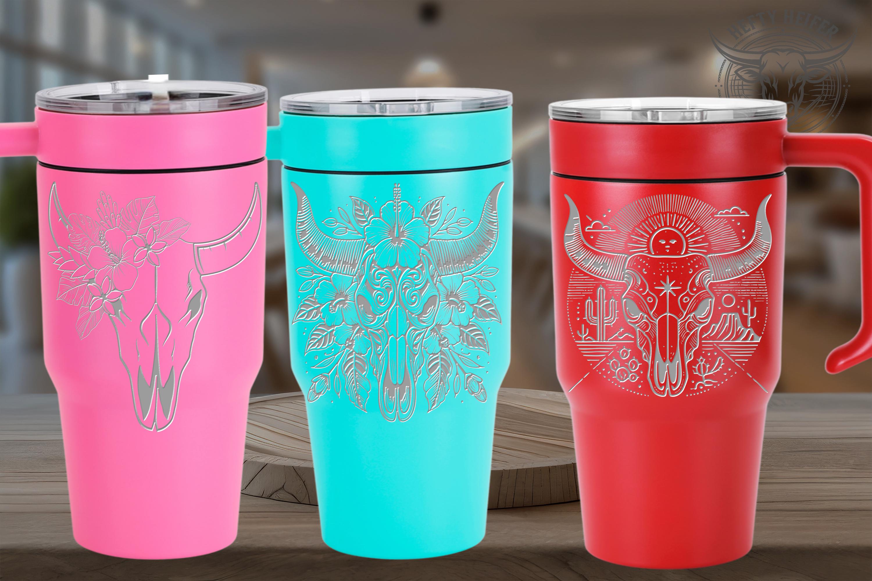 30 oz Boho Western Bull Skull Tumbler | Desert Western Drinkware |
