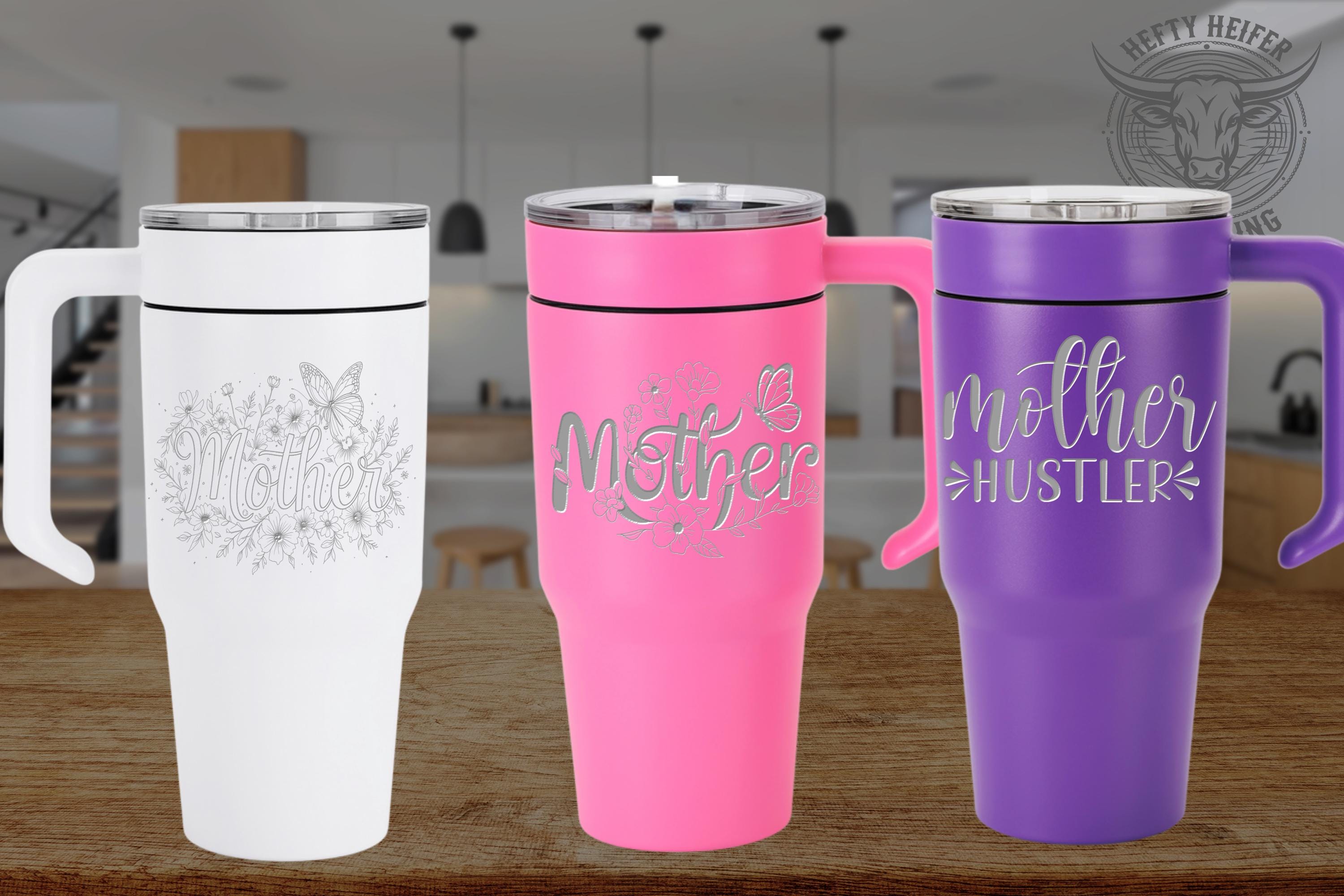 30 oz Floral Butterfly Mother Tumbler – Laser Engraved Travel Mug for Mom