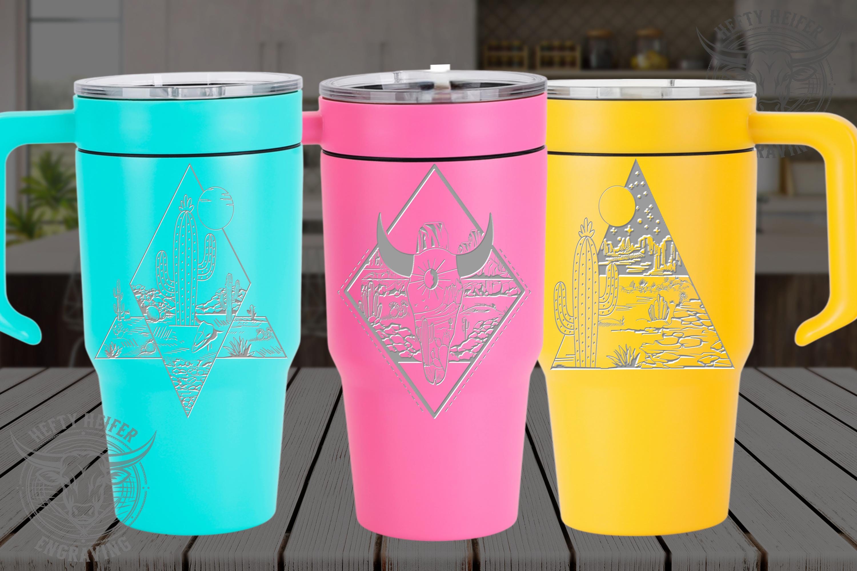 30 oz Desert Western Tumbler | Laser Engraved Boho Drinkware | Cactus Skull Designs