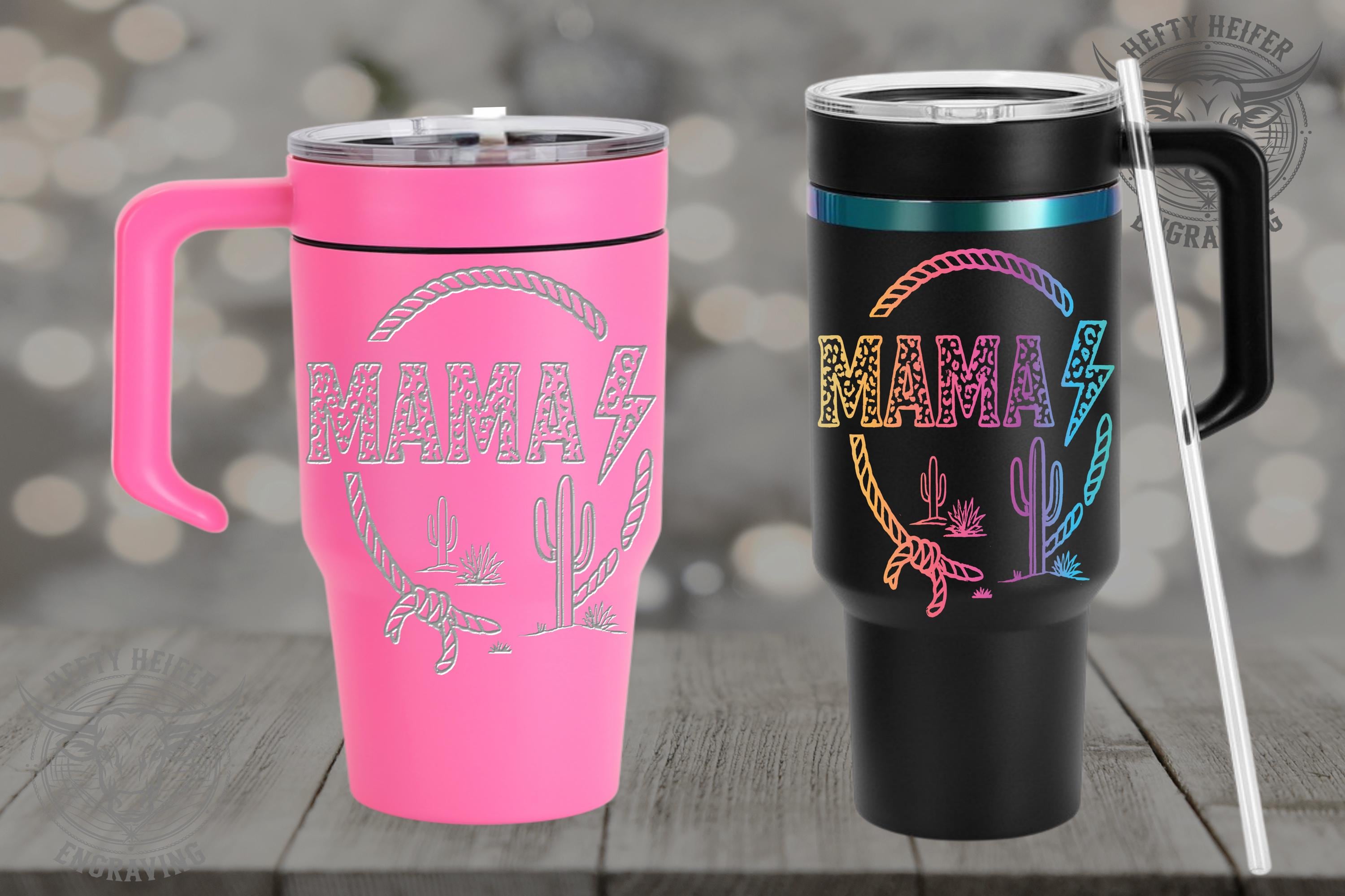 Engraved Western Mama Tumbler | Cowgirl Desert Cactus Drinkware